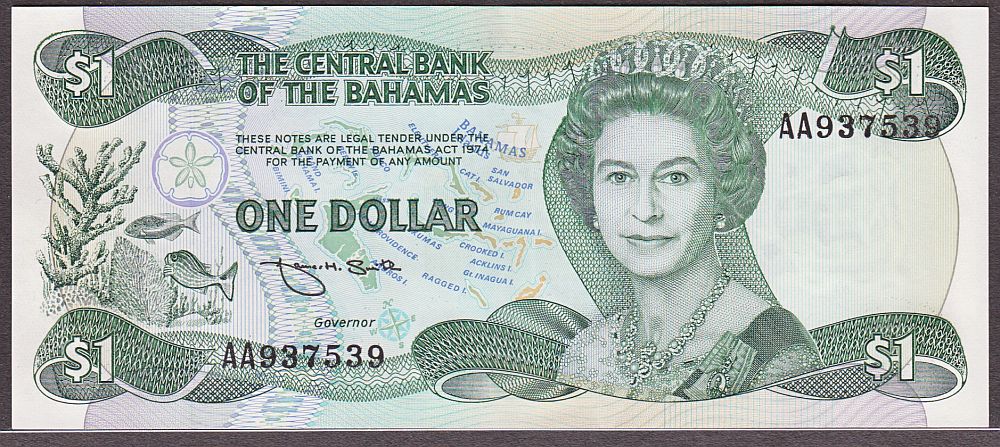 Bahamas, 1974 $1, P-43b, GemCU